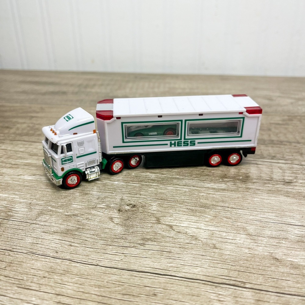 2021 Hess Miniature Toy Truck and Racers White Green Collectible Transport Set